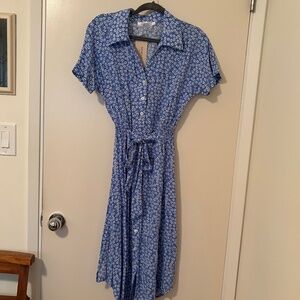 NWT Blue Floral Midi Dress Small